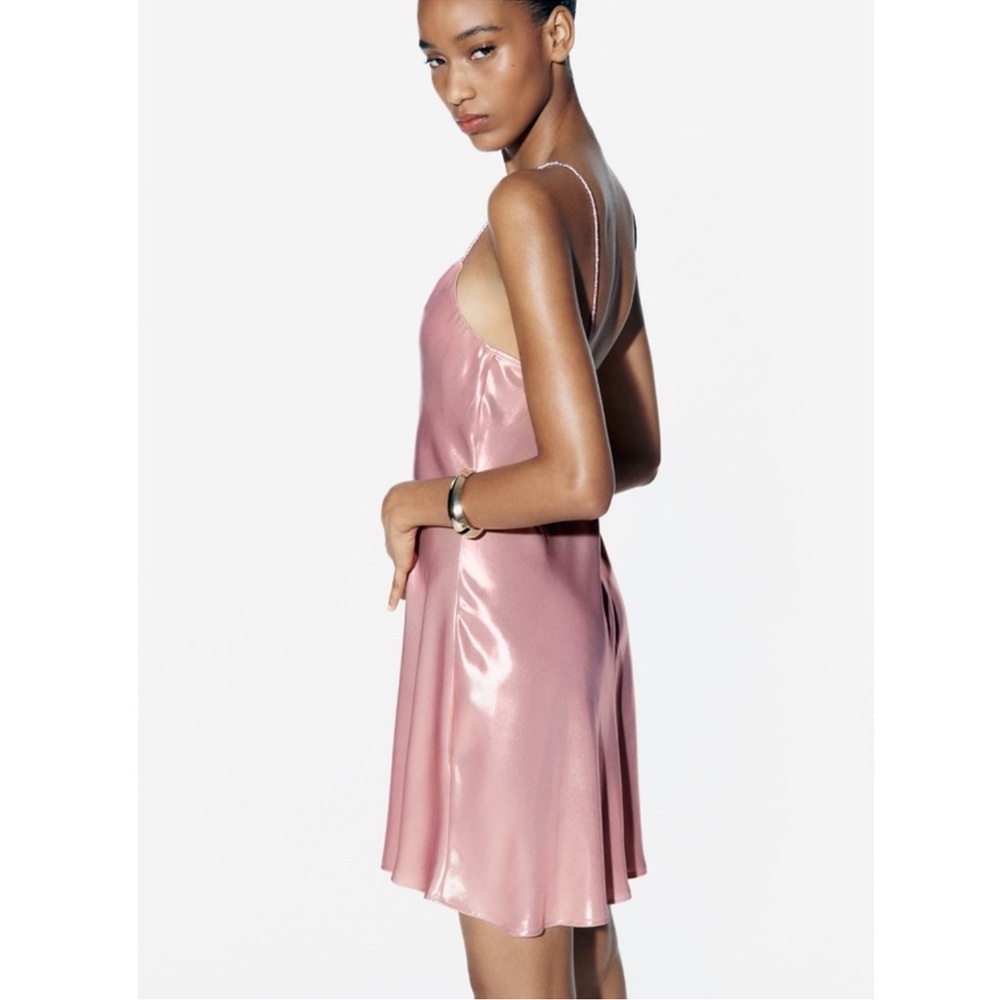 Zara METALLIC RHINESTONE STRAPPY MINI DRESS - Picture 3 of 7